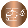 Graphic of a helicopter in a copper circle